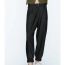 Fashion Black Polyester Cuffed Micro-pleated Trousers