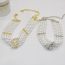 Fashion 02 Silver Alloy Diamond Alphabet Pearl Bead Necklace