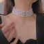 Fashion 02 Silver Alloy Diamond Alphabet Pearl Bead Necklace