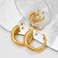 Fashion Large Gold Stainless Steel Glossy C-shaped Earrings