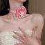 Fashion Necklace - Light Pink Leather Petal Choker