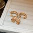 Fashion 3# Ring-gold Metal Zirconia Geometric Open Ring