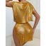 Fashion Gold Metallic Sequin Top Slit Skirt