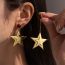 Fashion Gold Titanium Steel Five-pointed Star Earrings