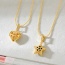 Fashion Golden 2 Copper Inlaid Zircon Hollow Five-pointed Star Pendant Beads Double-sided Necklace (single)