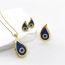 Fashion Gold Copper Inlaid Zirconium Eye Drop-shaped Necklace Earrings And Ring Set