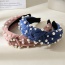 Fashion Leather Pink Fabric Pearl Knotted Wide-brimmed Headband