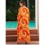 Fashion Orange Cotton Printed Maxi Skirt