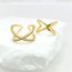 Fashion Silver Gold Plated Copper Geometric Cross Open Ring With Diamonds