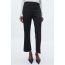 Fashion Black Polyester Striped Straight-leg Trousers