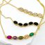 Fashion Color Gold Plated Copper Oval Necklace With Diamonds