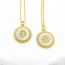 Fashion 3# Gold Plated Copper Sun Round Necklace With Diamonds