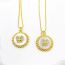 Fashion 1# Gold-plated Copper And Diamond Love Round Necklace