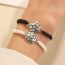 Fashion Rugby 10534 Alloy Geometric Rugby Contrast Braided Bracelet Set