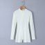 Fashion White Knitted Stand Collar Zipper Jumpsuit
