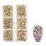 Fashion White Diamond On Gold Sz-02 6-slot Manicure Round Flat Bottom Rhinestones