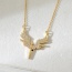 Fashion Gold Titanium Steel Inlaid Zirconium Wings Pendant Necklace