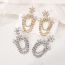 Fashion White King Alloy Diamond Flower Earrings
