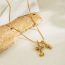 Fashion Gold Stainless Steel Diamond Cross Necklace