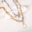 Fashion Gold Alloy Diamond Chain Lock Necklace