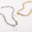 Fashion Gold Alloy Diamond Chain Lock Necklace