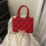 Fashion Red Pu Heart Embossed Large Capacity Crossbody Bag