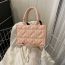 Fashion Pink Pu Heart Embossed Large Capacity Crossbody Bag