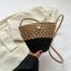 Fashion Khaki With Pendant Color Block Woven Large Capacity Crossbody Bag