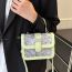 Fashion Green Pu Embroidered Flap Crossbody Bag