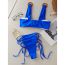 Fashion Blue Polyester Strappy High Waist Tankini Swimsuit Bikini