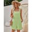 Fashion Green Polyester Jacquard Sleeveless Straight Bib Shorts