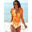 Fashion Ruffled One Piece Swimsuit Polyester Printed One-piece Swimsuit