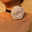 Fashion White Fabric Diamond-encrusted Three-dimensional Camellia Necklace