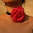 Fashion Red Fabric Diamond-encrusted Three-dimensional Camellia Necklace
