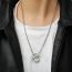 Fashion Golden Pendant + Chain (2.5*60cm) Titanium Steel Barbell Mens Necklace