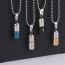 Fashion Steel Blue Single Pendant (without Chain) Titanium Steel Cylindrical Cross Pill Pendant For Men