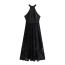 Fashion Black Lace Mesh Halter Neck Long Dress