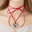 Fashion Red Metal Love Wax Thread Necklace