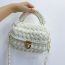 Fashion Milky white woolen woven flap crossbody bag