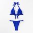 Fashion Sapphire Nylon Halterneck Lace-up One-piece Swimsuit Bikini