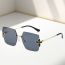 Fashion Gold Frame All Gray Piece Polygonal Large Frame Sunglasses