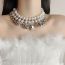 Fashion Silver Pearl Beaded Love Necklace