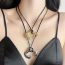 Fashion Black Silver Alloy Geometric Leather Rope Necklace