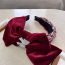 Fashion Red Fabric Diamond-encrusted Velvet Bow Wide-brimmed Headband