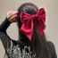 Fashion Red Satin Bow Rose Pearl Hairpin Satin Bow Hair Clip