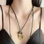 Fashion Silver Metal Geometric Hollow Leather Cord Necklace