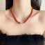 Fashion Red Geometric Beaded Necklace