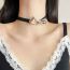 Fashion Large Silver Velvet Ribbon Bow Necklace