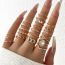 Fashion 7# Alloy Diamond Geometric Ring Set