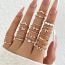 Fashion 6# Alloy Diamond Geometric Ring Set